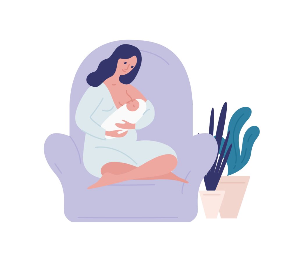 赤ちゃんに授乳する母親のイラスト