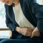 腹痛に悩む日本人女性